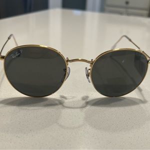 Ray Ban round metal sunglasses Gold-100% Authentic
